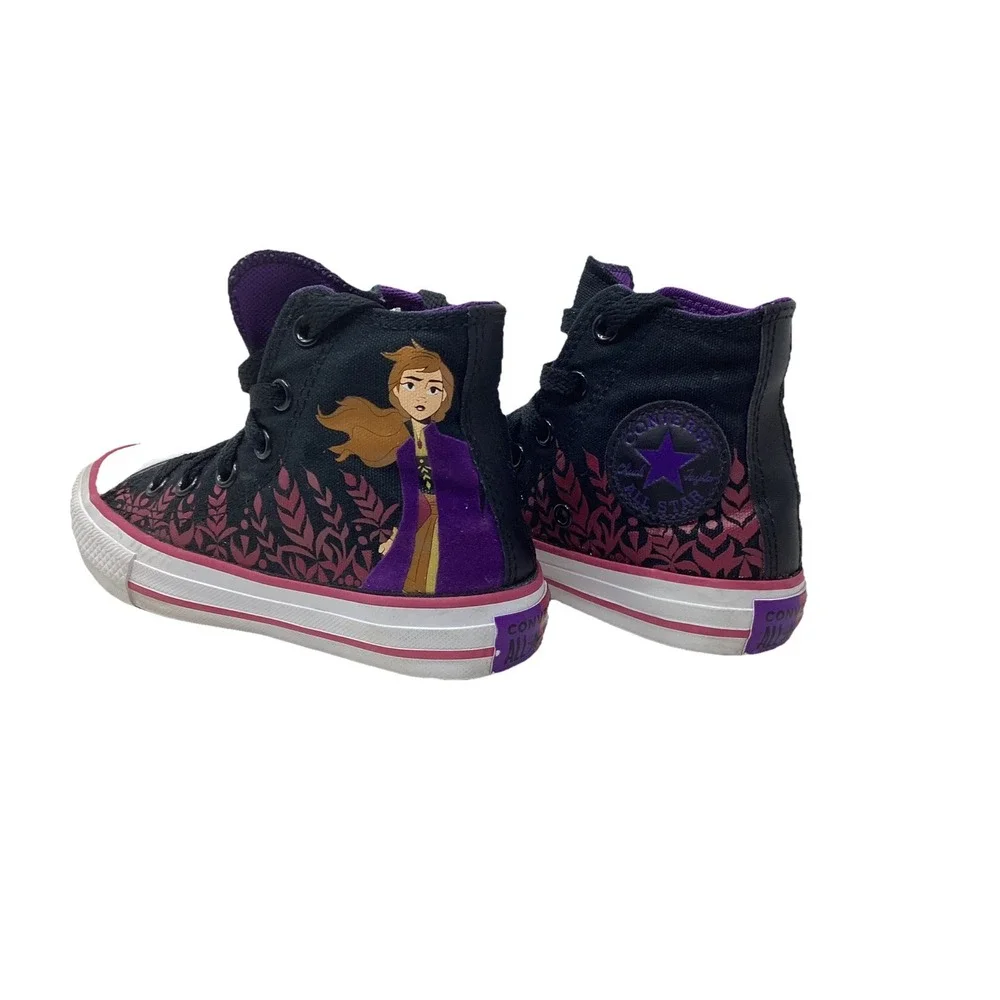 Converse Sz 2 Frozen Anna All Stars Chuck Taylor High Top Sneakers Girl Disney